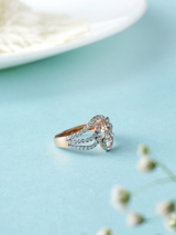 Spiral Wave Diamond Rose Gold Ring