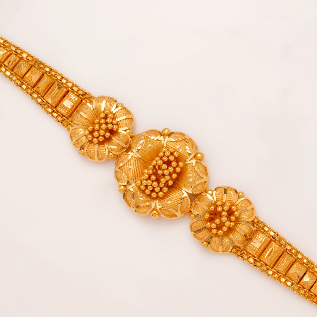 Elegant Tri Floral Gold Bracelet for Women