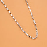 Geometric Cut Design Men’s Silver Chain