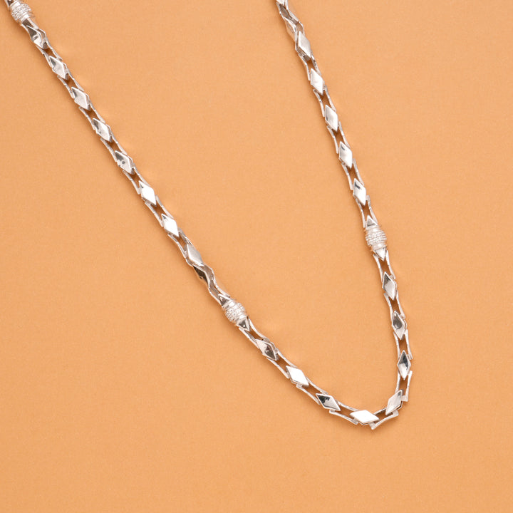 Geometric Cut Design Men’s Silver Chain