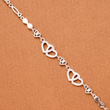 Sparkling Zircon Heart Silver Bracelet