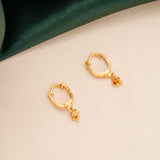 Line Design Drop Hoop Gold Earrings