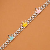 Multicolour Crown Silver Baby Bracelet
