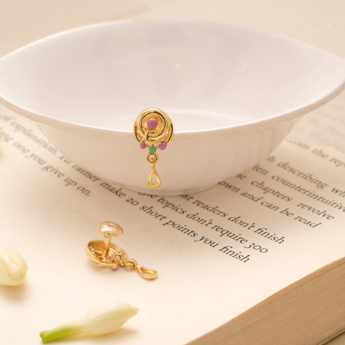 Twin Spiral Enamel Design Golden Earring