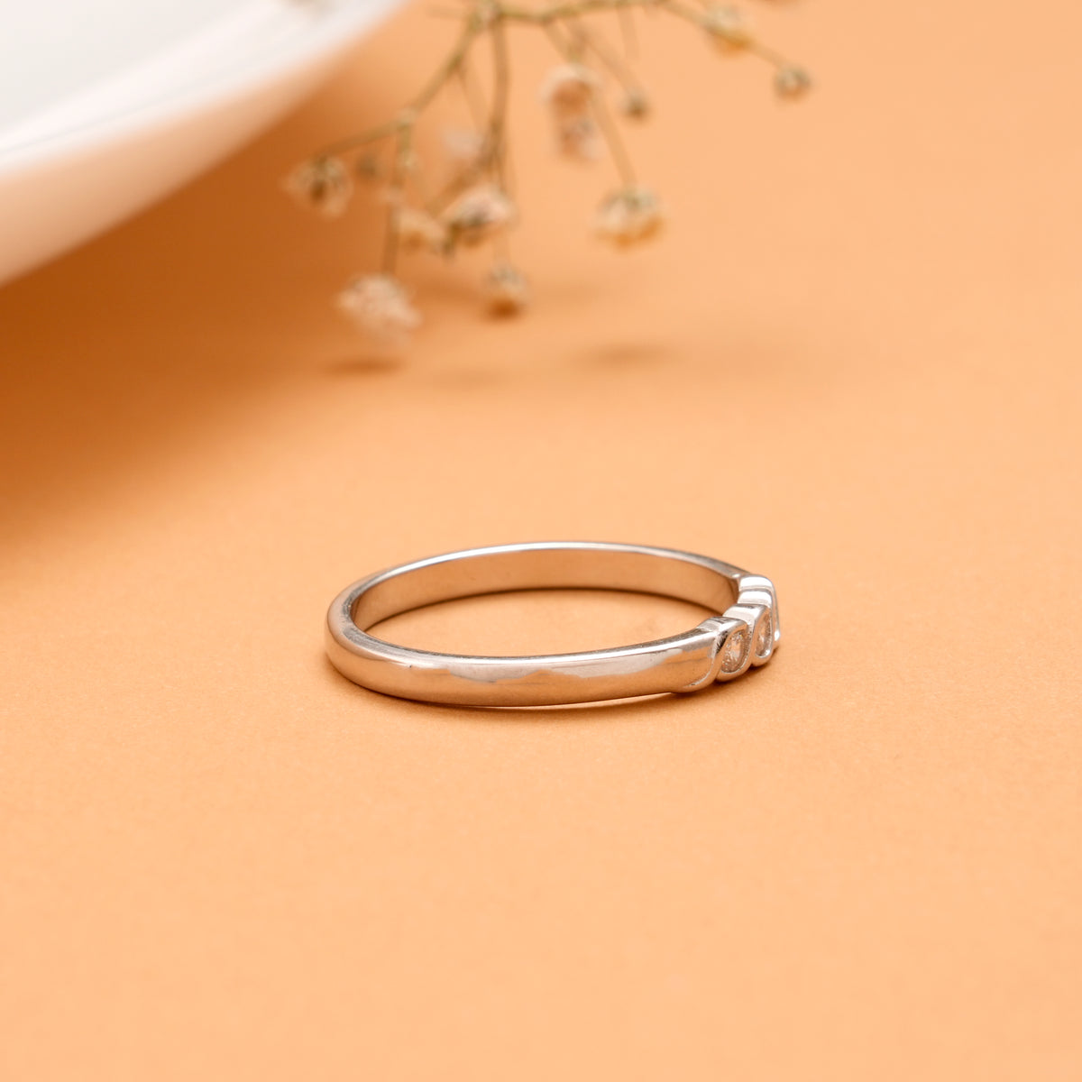 Minimalist Triple Stone Silver Ring