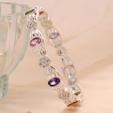 Multi Gemstone Silver Bangle