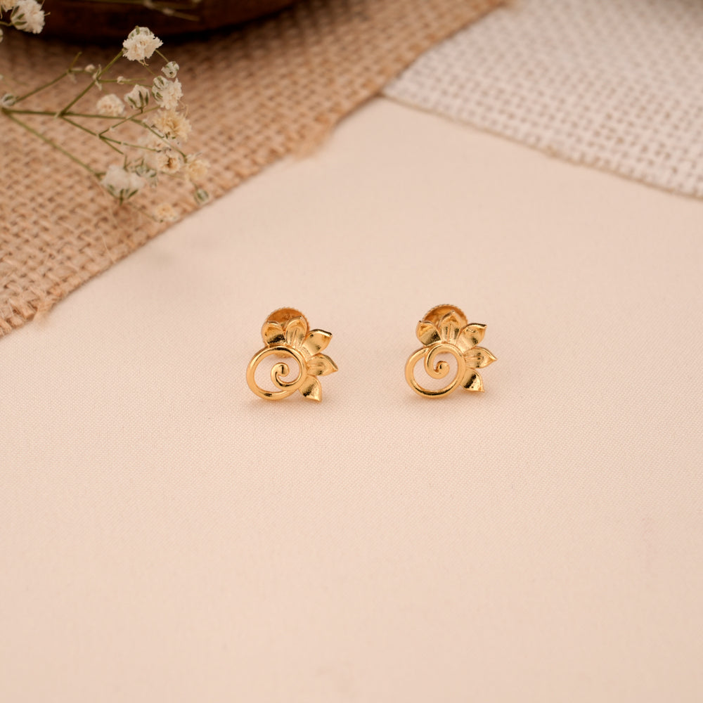 Floral Casting Silver Gold Plated Stud