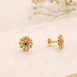 Snowflake Emerald Kundan Golden Stud