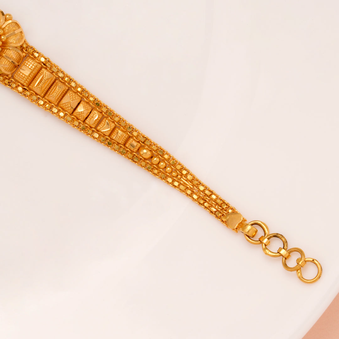 Elegant Tri Floral Gold Bracelet for Women