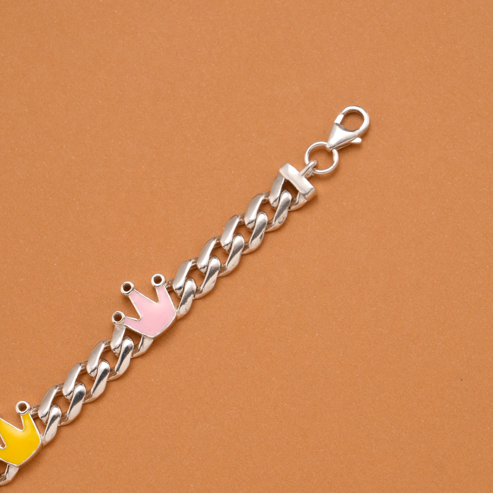 Multicolour Crown Silver Baby Bracelet