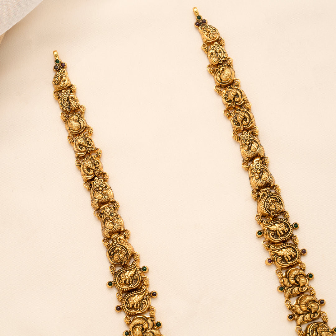 Antique Peacock Lakshmi Bridal Golden Haram