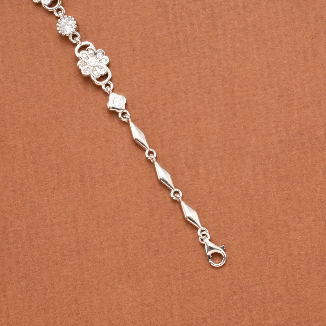 Cute Dual Blossom Silver Women’s Bracelet