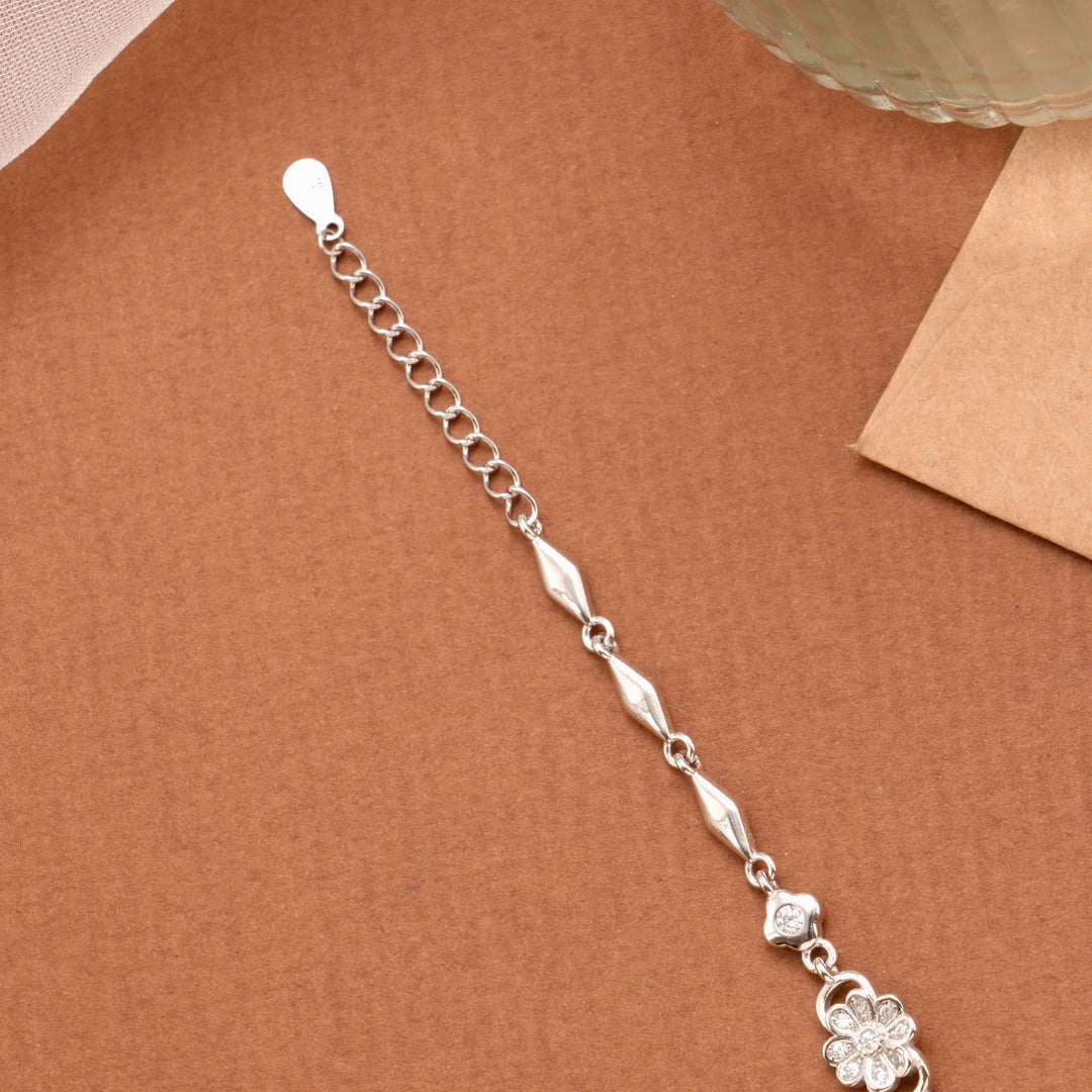 Cute Dual Blossom Silver Women’s Bracelet
