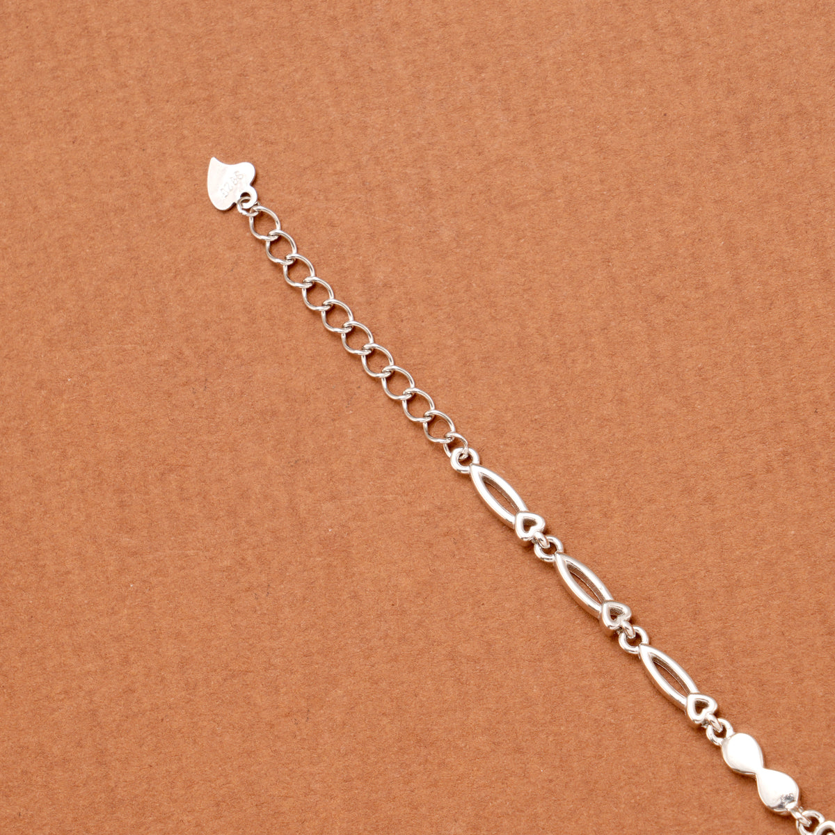 Sparkling Zircon Heart Silver Bracelet