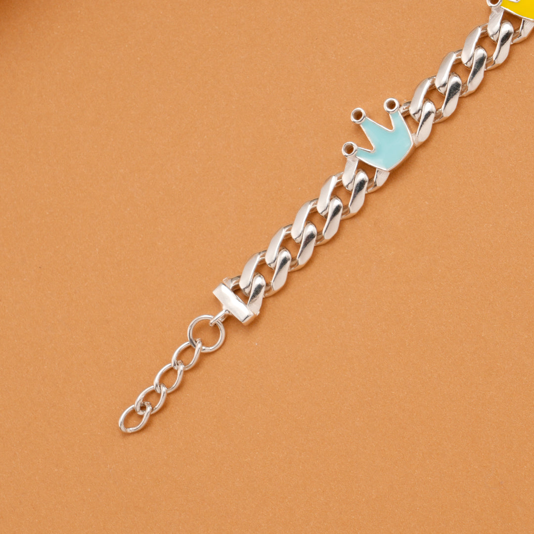Multicolour Crown Silver Baby Bracelet