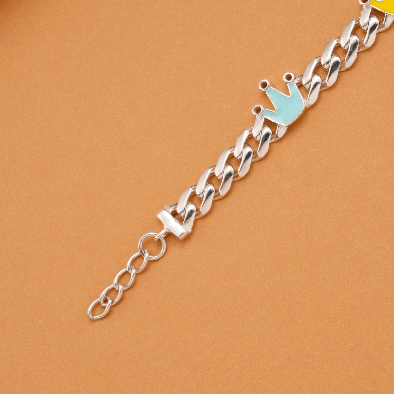 Multicolour Crown Silver Baby Bracelet