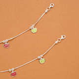 Colourful Triple Apple Silver Baby Anklets