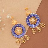 Dazzling Blue Enamel Floral Golden Necklace Set