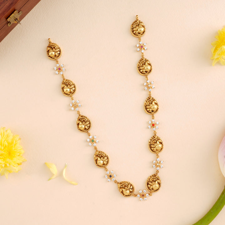 Traditional Peacock Multi-Stone Drop Necklace
