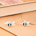 Blue Enamel Tear Drop Silver Toe Ring
