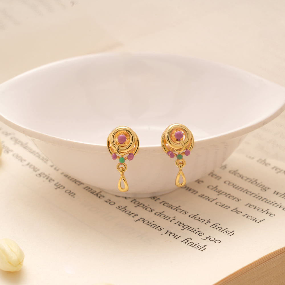 Twin Spiral Enamel Design Golden Earring