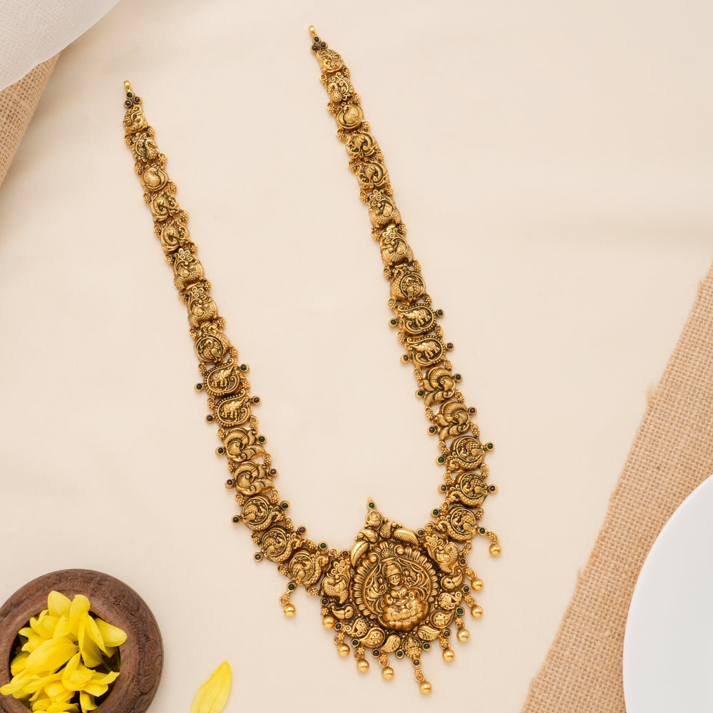 Antique Peacock Lakshmi Bridal Golden Haram