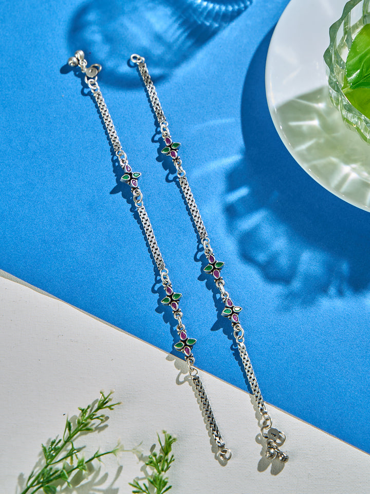 Emerald Crown Loop Antique Anklet