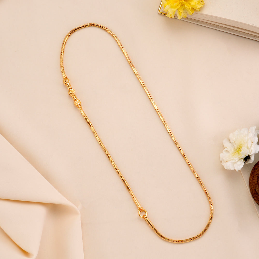 Trio Balls Design Silver Mugappu Chain