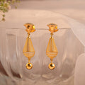 Gold Mesh Teardrop Drop Earrings with Gold Ball