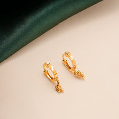 Line Design Drop Hoop Gold Earrings