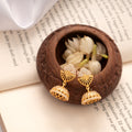 Half Stone Fan Design Golden Jhumkas