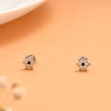 Silver Star Blue with White Stone Stud