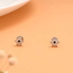 Silver Star Blue with White Stone Stud
