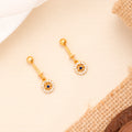 Circle Shape White Stone Golden Koppu