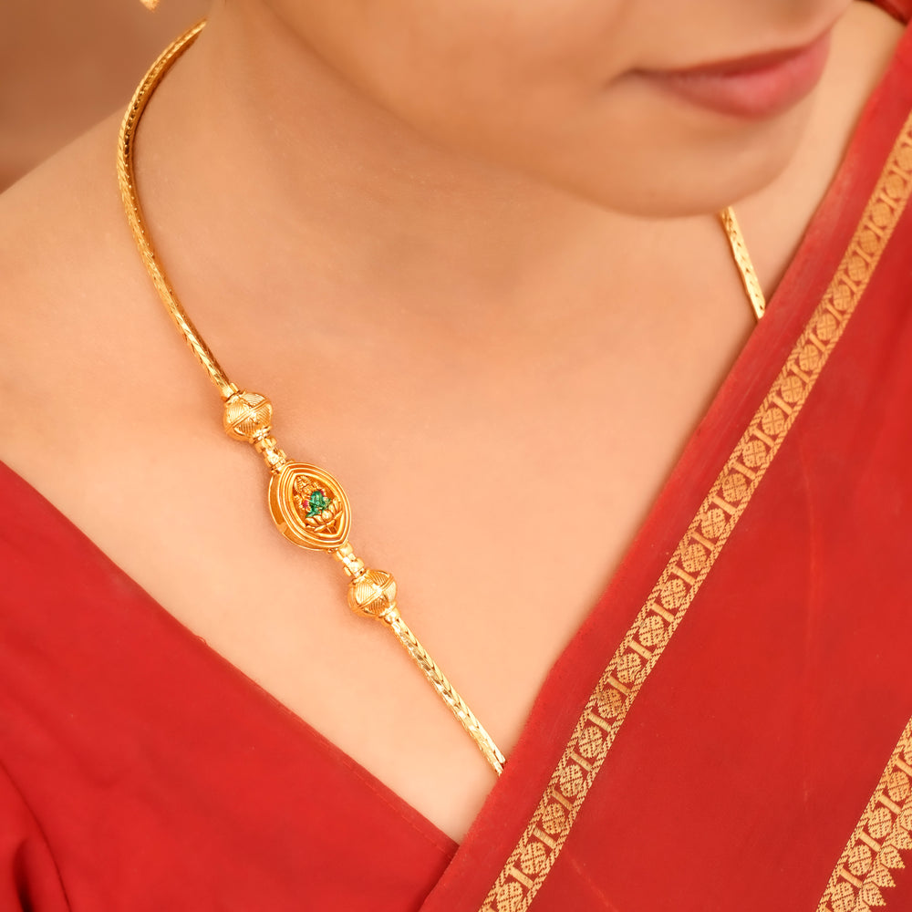Oval Shape Nagas Lakshmi Silver Mugappu Chain