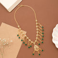 Gold Plated with Leaf Emerald Drops Necklace Set
