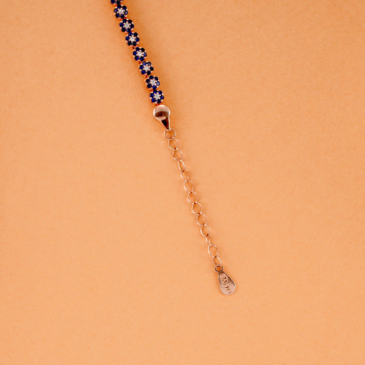 Blue Zircon Flower Link Silver Bracelet