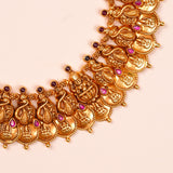 Antique Lakshmi Coin Haram with Ruby Stone Accents