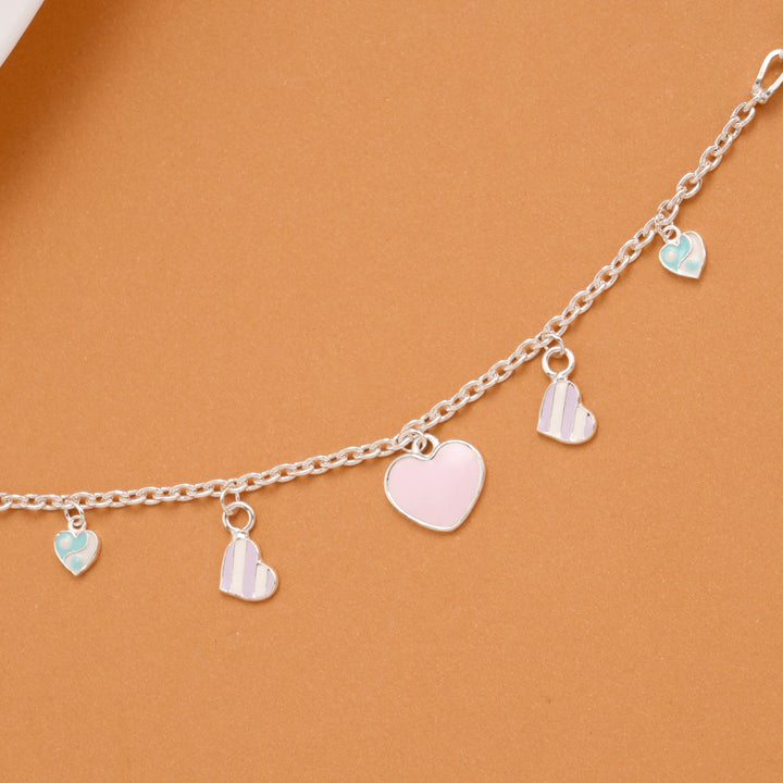 Charming Heart Enamel Silver Baby Bracelet