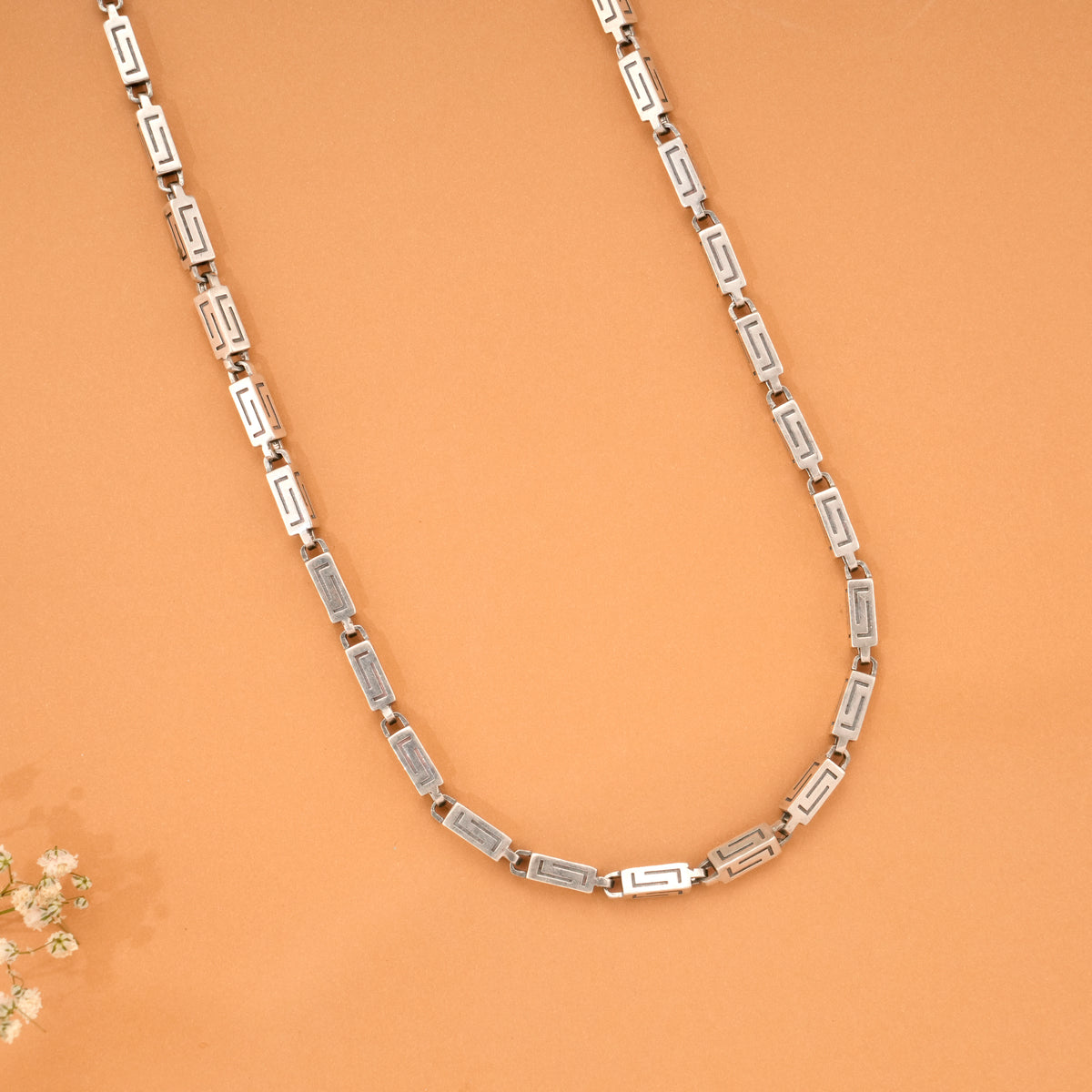 Modern Rectangular Link Silver Chain