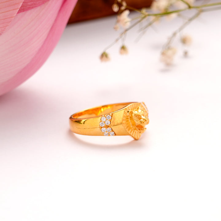 Lion Head Casting Golden Ring