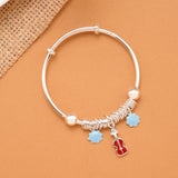 Red Violin Charm Baby Silver Bangle
