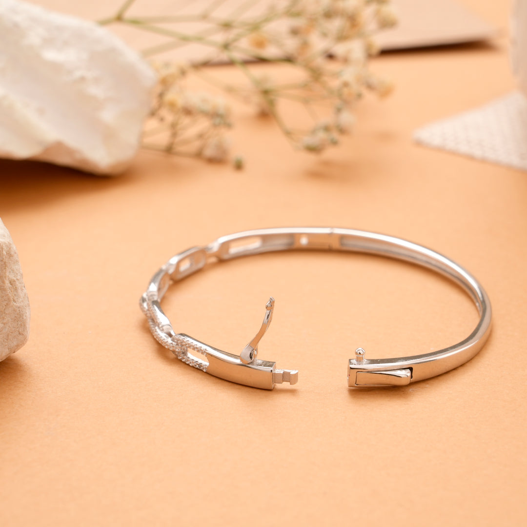 Spiral Chain Link Silver Kada