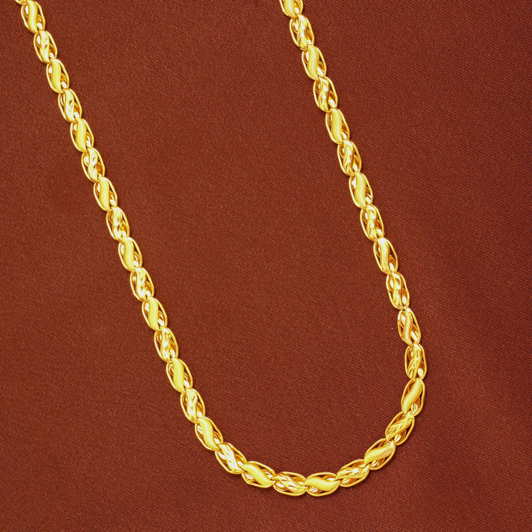Modern Leaf Design Gold Chain for Men