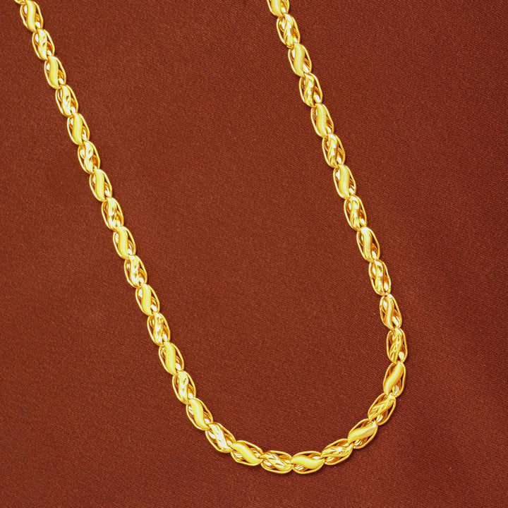 Modern Leaf Design Gold Chain for Men