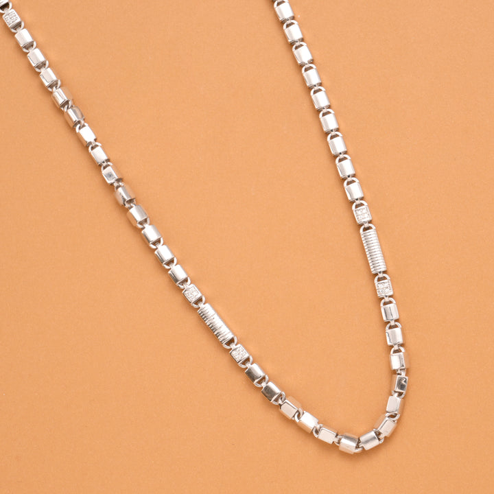 Lock Shape Model Stone Men’s Silver Chain