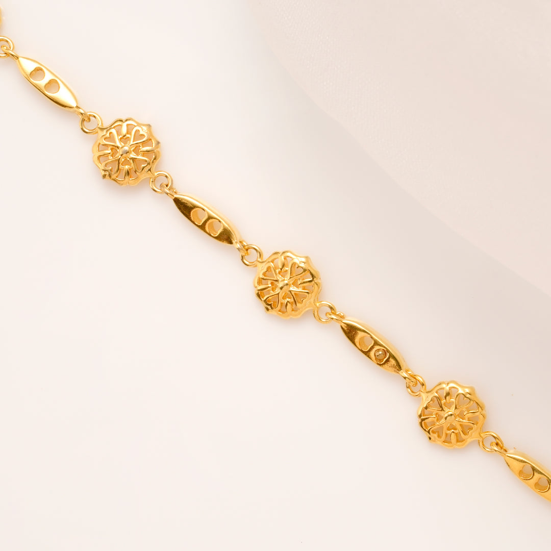 Floral Link Gold Plated Bracelet