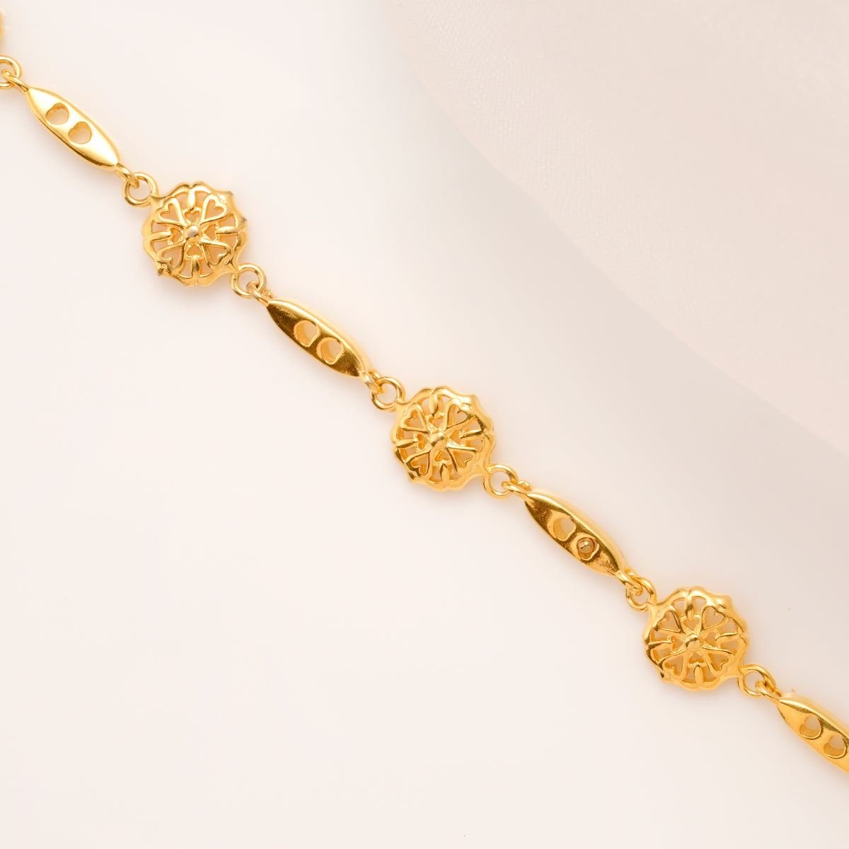 Floral Link Gold Plated Bracelet