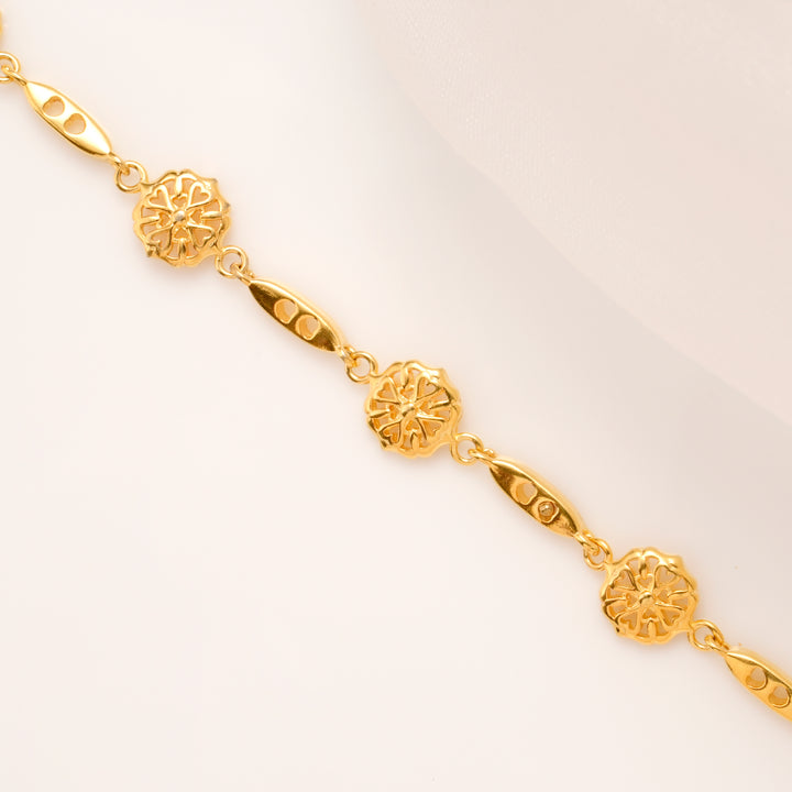 Floral Link Gold Plated Bracelet