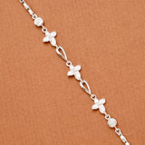 Modern Cuban Stone Floral Silver Bracelet